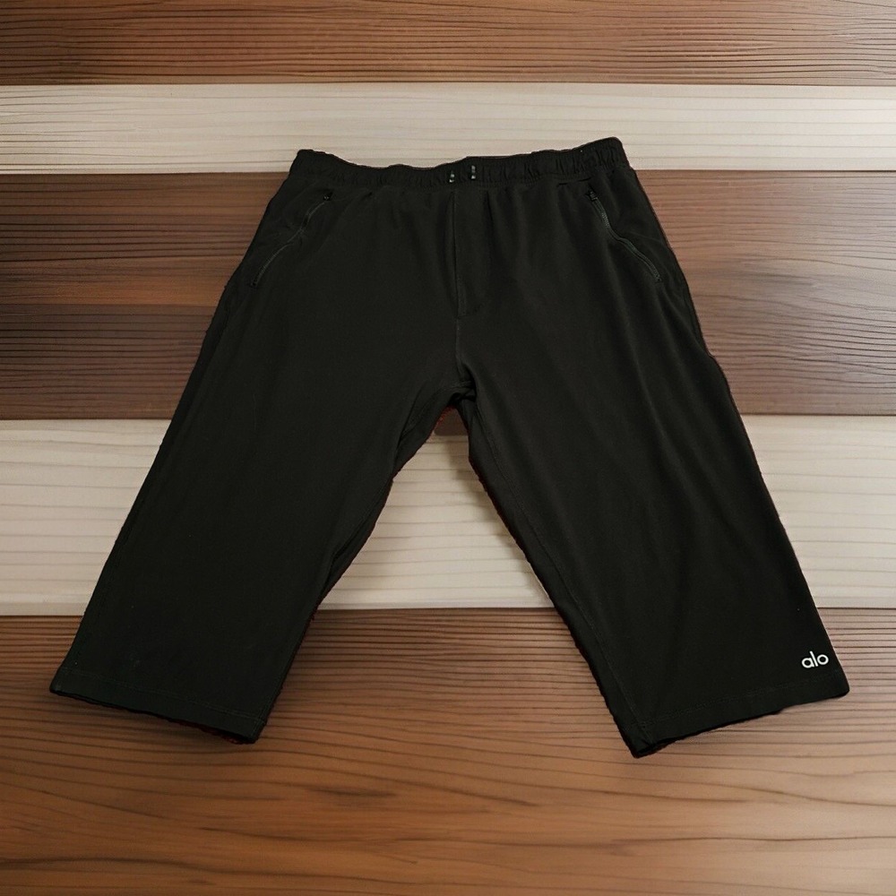 ALO Fleece Sweatpants Womens Size Black No Drawstring Wide Leg‎ High Waist Comfy